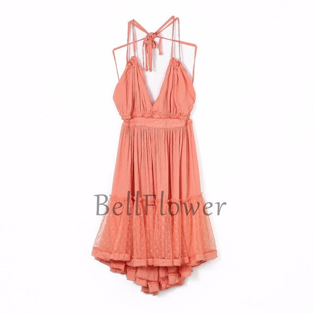 Summer Lace Boho Dress Women Backless Strapless Beach Dresses Ball Gown Hippie Chic Mini Dress Bohemian Clothing for Women