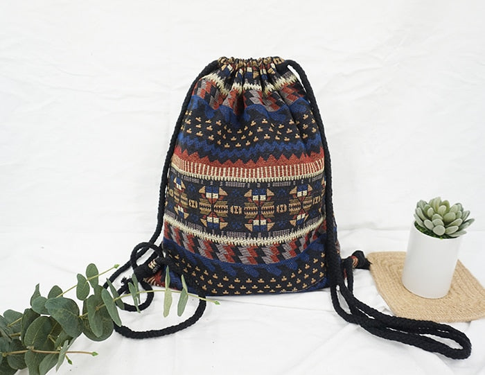 LilyHood Women Fabric Backpack Female Gypsy Bohemian Boho Chic