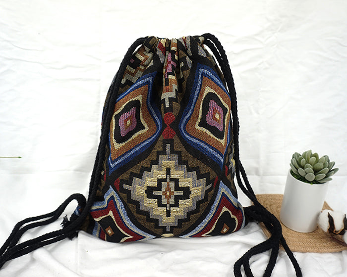 LilyHood Women Fabric Backpack Female Gypsy Bohemian Boho Chic