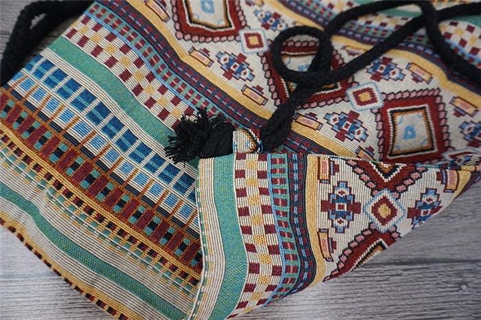 LilyHood Women Fabric Backpack Female Gypsy Bohemian Boho Chic