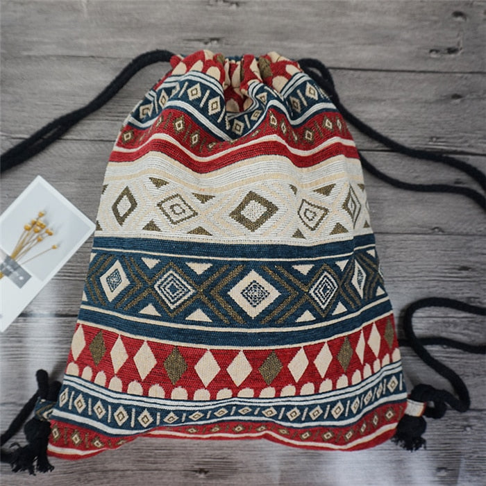 LilyHood Women Fabric Backpack Female Gypsy Bohemian Boho Chic