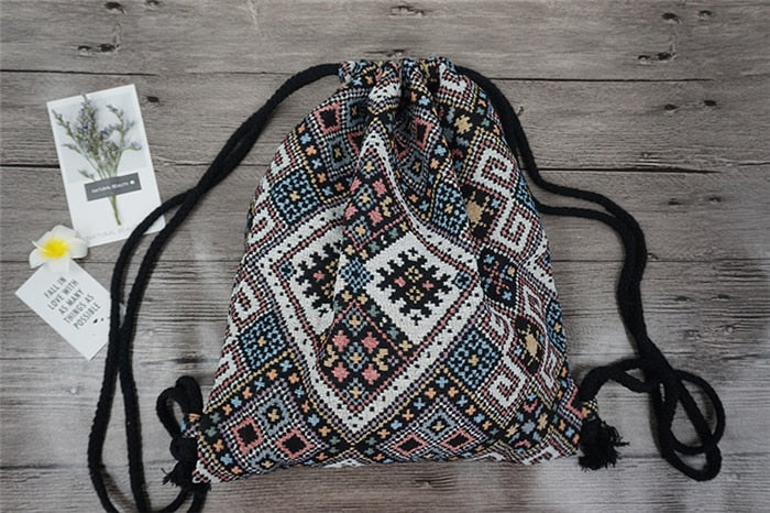 LilyHood Women Fabric Backpack Female Gypsy Bohemian Boho Chic