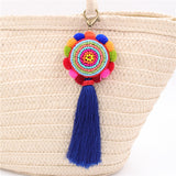 Bohemia Pom Tassel Keychain Bag Charm Women's Boho Handmade Jewelry Keyring For Party