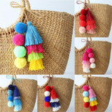 Handmade Pom Pom Colorful 4 Layered Tassel Keychain Bag