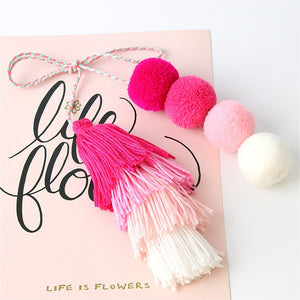 Handmade Pom Pom Colorful 4 Layered Tassel Keychain Bag