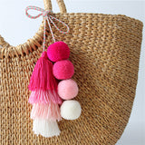 Handmade Pom Pom Colorful 4 Layered Tassel Keychain Bag