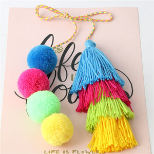 Handmade Pom Pom Colorful 4 Layered Tassel Keychain Bag