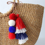 Handmade Pom Pom Colorful 4 Layered Tassel Keychain Bag