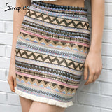 Simplee Vintage pencil skirt women bottom Boho chic tassels ethnic mini skirt Summer beach female high waist short skirt female