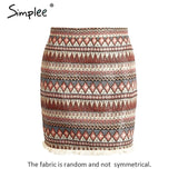 Simplee Vintage pencil skirt women bottom Boho chic tassels ethnic mini skirt Summer beach female high waist short skirt female