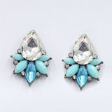 Crystal piercing accessories 3 colors chic earring blue pink crystal stone boho jewelry findings bijoux stud  earrings