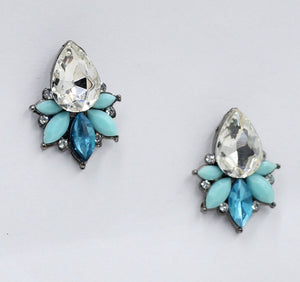 Crystal piercing accessories 3 colors chic earring blue pink crystal stone boho jewelry findings bijoux stud  earrings