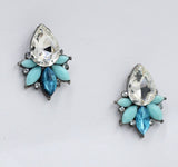 Crystal piercing accessories 3 colors chic earring blue pink crystal stone boho jewelry findings bijoux stud  earrings