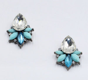 Crystal piercing accessories 3 colors chic earring blue pink crystal stone boho jewelry findings bijoux stud  earrings