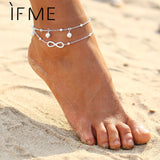 IF ME Fashion Infinity Charms Simulated Pearl Chain Beach Barefoot Sandals Foot Jewelry Boho Chic Anklets Gold And Silver Color