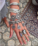 Charms Vintage Silver Gold Coin Gypsy Boho Coachella lover Beachy Chic Festival Turkish Wrap Bracelet Men Women Jewelry