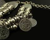 Charms Vintage Silver Gold Coin Gypsy Boho Coachella lover Beachy Chic Festival Turkish Wrap Bracelet Men Women Jewelry