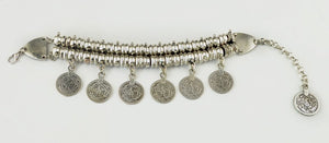 Charms Vintage Silver Gold Coin Gypsy Boho Coachella lover Beachy Chic Festival Turkish Wrap Bracelet Men Women Jewelry