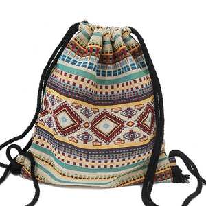 LilyHood Women Fabric Backpack Female Gypsy Bohemian Boho Chic