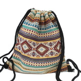 LilyHood Women Fabric Backpack Female Gypsy Bohemian Boho Chic Aztec Ibiza Tribal Ethnic Ibiza Brown Drawstring Rucksack Bags