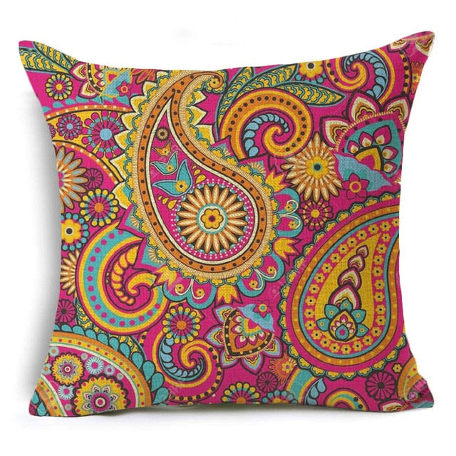 Hyha Morocco Style Cushion Cover Cotton Linen Bohemian Paisley Decorative Pillows Cover Arrow Flower Arc Mosaic Printing