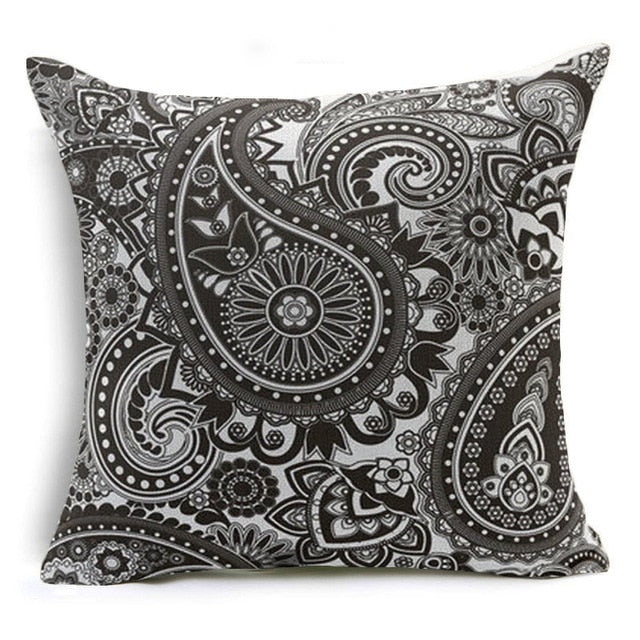 Hyha Morocco Style Cushion Cover Cotton Linen Bohemian Paisley Decorative Pillows Cover Arrow Flower Arc Mosaic Printing