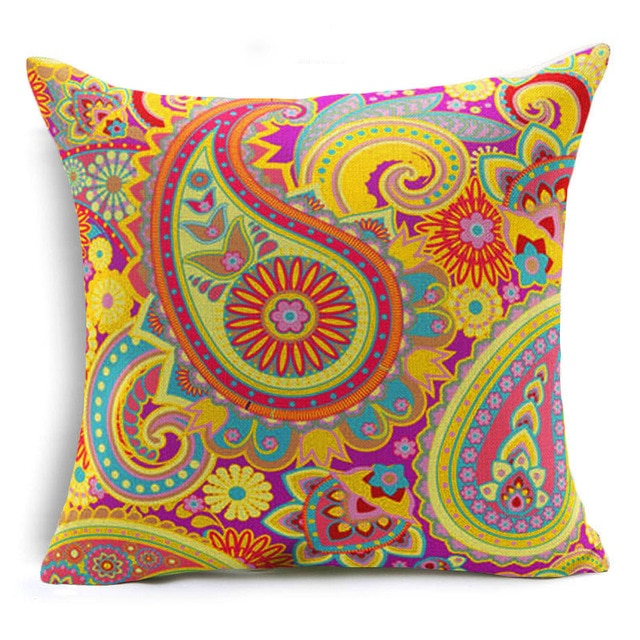 Hyha Morocco Style Cushion Cover Cotton Linen Bohemian Paisley Decorative Pillows Cover Arrow Flower Arc Mosaic Printing