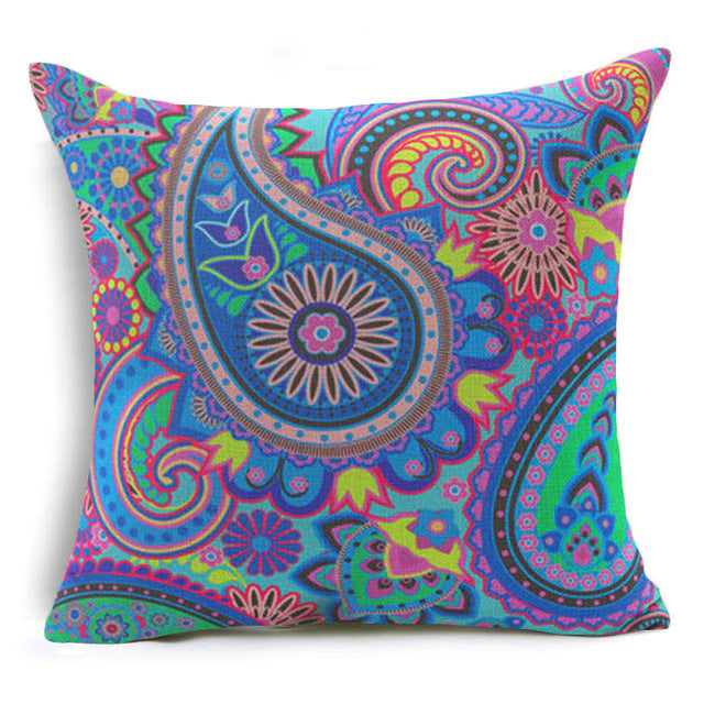 Hyha Morocco Style Cushion Cover Cotton Linen Bohemian Paisley Decorative Pillows Cover Arrow Flower Arc Mosaic Printing