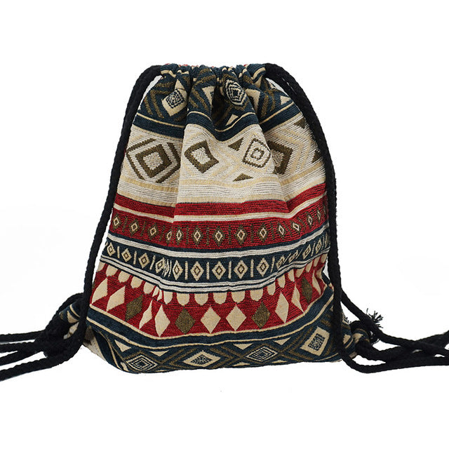 LilyHood Women Fabric Backpack Female Gypsy Bohemian Boho Chic