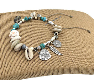 Handmade Women Barefoot Jewelry Ankle Bracelet Antique Silver Coin Squirrels Anklet Bohemian Boho Chic