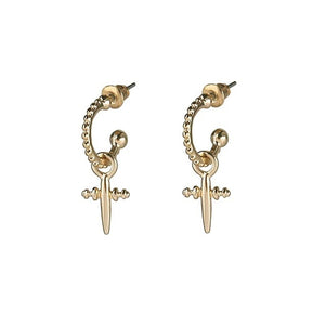 LWONG Boho Chic Gold Silver Color Cross Hoop Earrings For Women Hanging Cross Charms Earring Small Hoops Minimalist Jewelry Gift