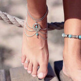 Blue stone Beads Anklets Chic Tassel Foot Chain Anklet Body Jewelry Anklets For Women