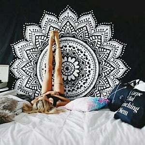 Printed Lotus Tapestry Bohemia Boho Mandala Tapestry Wall Hanging For Wall Decoration Hippie Tapestry Beach Towel Mat