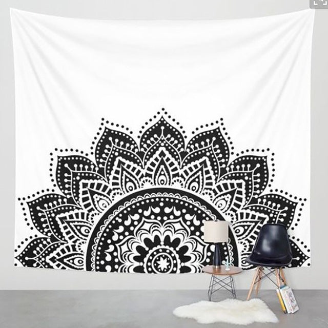 Printed Lotus Tapestry Bohemia Boho Mandala Tapestry Wall Hanging For Wall Decoration Hippie Tapestry Beach Towel Mat