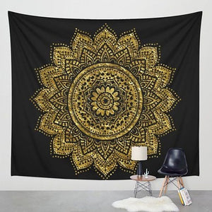 Printed Lotus Tapestry Bohemia Boho Mandala Tapestry Wall Hanging For Wall Decoration Hippie Tapestry Beach Towel Mat