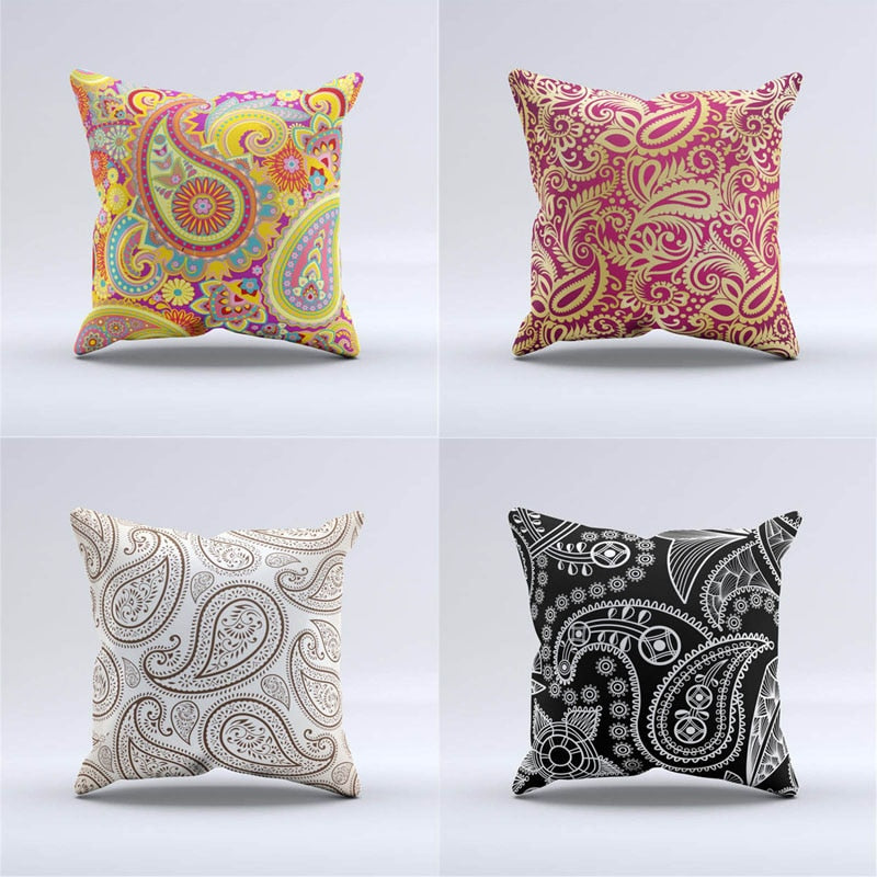 Paisley Geometric Cushion Pillow Bohemia India Abstract Flower Pillow Case Morocco Beauty Chair For Sofa Throw 43Cm Linen Plain