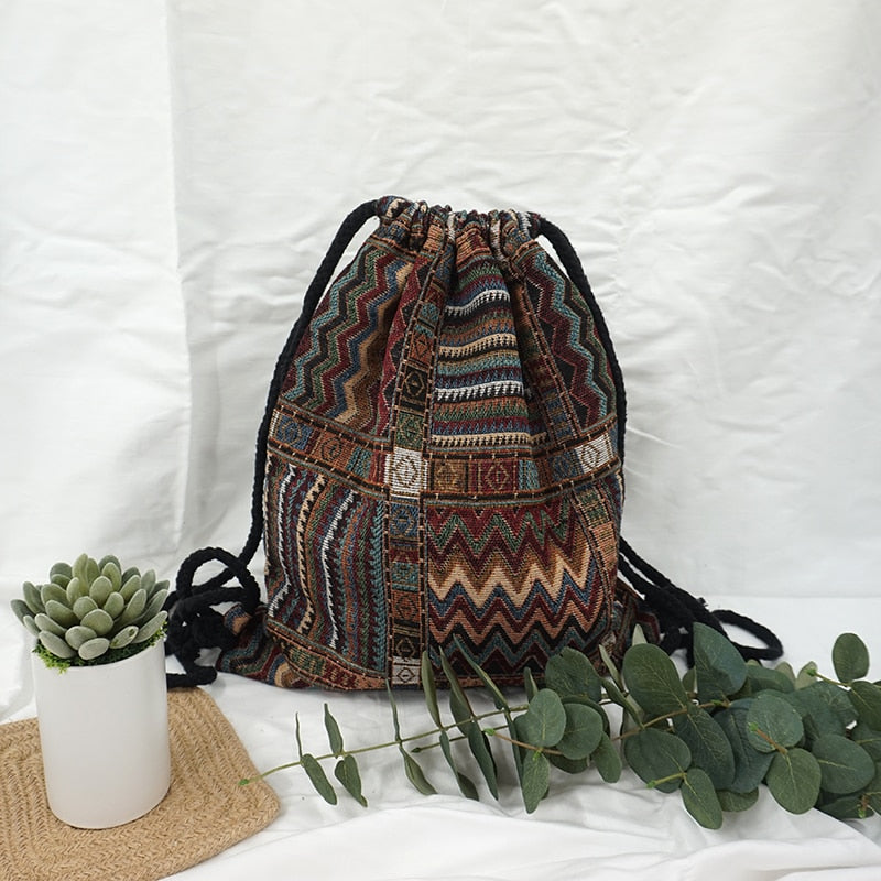 LilyHood Women Fabric Backpack Female Gypsy Bohemian Boho Chic