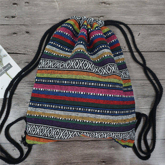 LilyHood Women Fabric Backpack Female Gypsy Bohemian Boho Chic