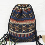 LilyHood Women Fabric Backpack Female Gypsy Bohemian Boho Chic Aztec Ibiza Tribal Ethnic Ibiza Brown Drawstring Rucksack Bags