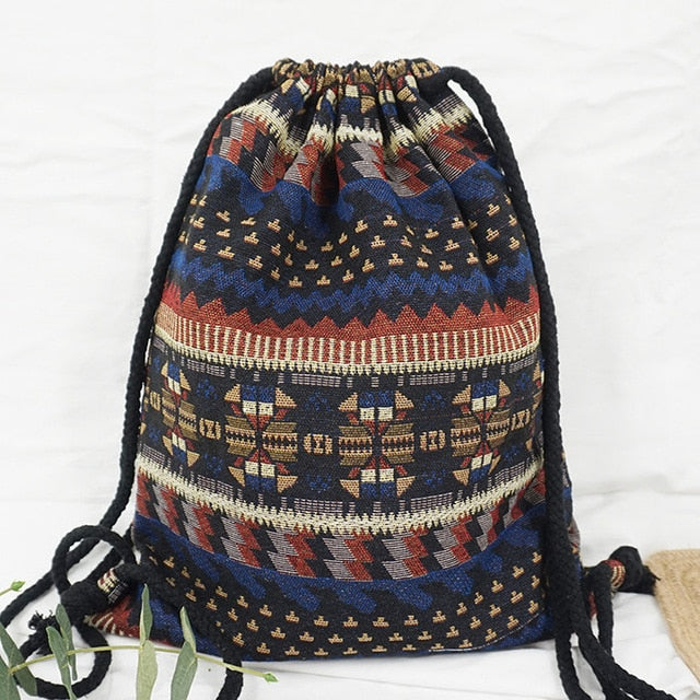 LilyHood Women Fabric Backpack Female Gypsy Bohemian Boho Chic