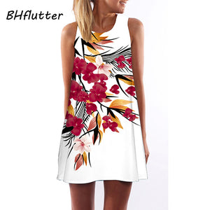 BHflutter Women Dresses Digital Print Summer Dress 2017 New Fashion Boho Style Beach dress Dashiki Hippie Dress Mini Vestidos