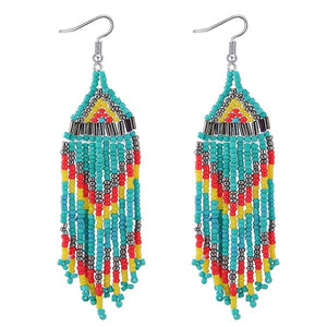 2018 new Ethnic Jewelry Boho Chic Tassel Drop Earrings Women Bohemian Long Tassels Seed Bead Handmade Fringe Fashion Gifts