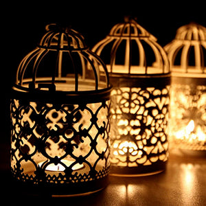 1pcs Metal Bird Cage Wedding Candle Holder Golden and Silver Lantern Morocco Vintage Small Lanterns For Candles Decor