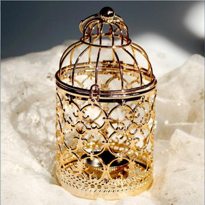 1pcs Metal Bird Cage Wedding Candle Holder Golden and Silver Lantern Morocco Vintage Small Lanterns For Candles Decor