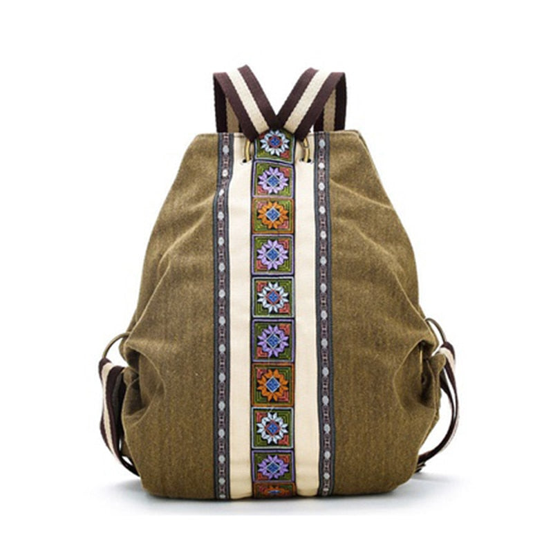 Tribal Ethnic Canvas Womens Backpack Pouch Hippie Shoulder Bag