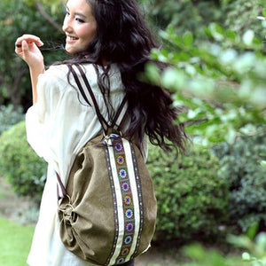 Tribal Ethnic Canvas Womens Backpack Pouch Hippie Shoulder Bag