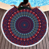 Enipate Bohemia Round Beach Towel Boho Tassel Mandala Tapestry Yoga Mat Red Toalla Floral Boho Blanket 150*150cm