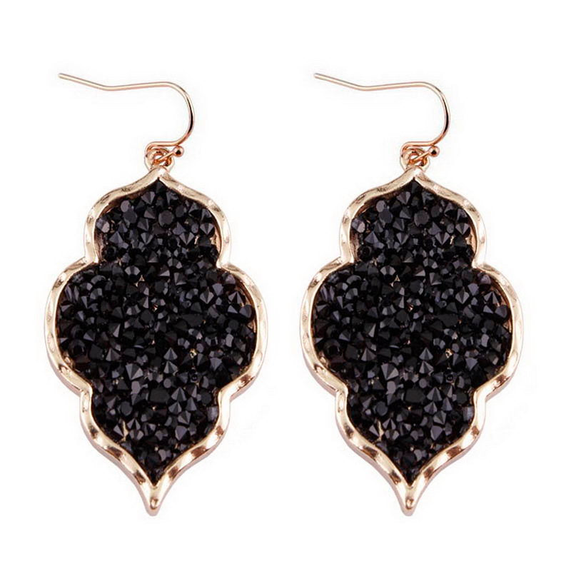 ZWPON 2018 Morocco Pave Mixture Crystal Resin Black Heart Earrings for Women Fashion Statement Gold Earrings Jewelry Wholesale