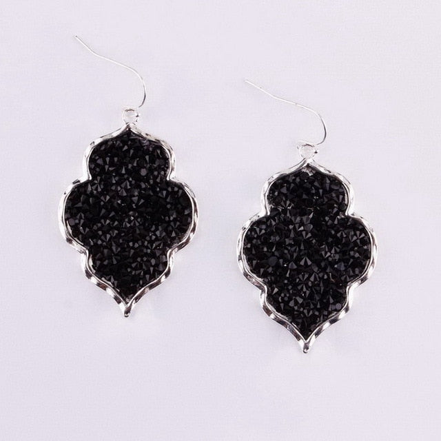 ZWPON 2018 Morocco Pave Mixture Crystal Resin Black Heart Earrings for Women Fashion Statement Gold Earrings Jewelry Wholesale