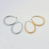 LWONG Gold Sliver Color Oval Hoop Earrings for Women Simple Minimalist Earrings Boho Chic Earrings Hoops Everyday Jewelry